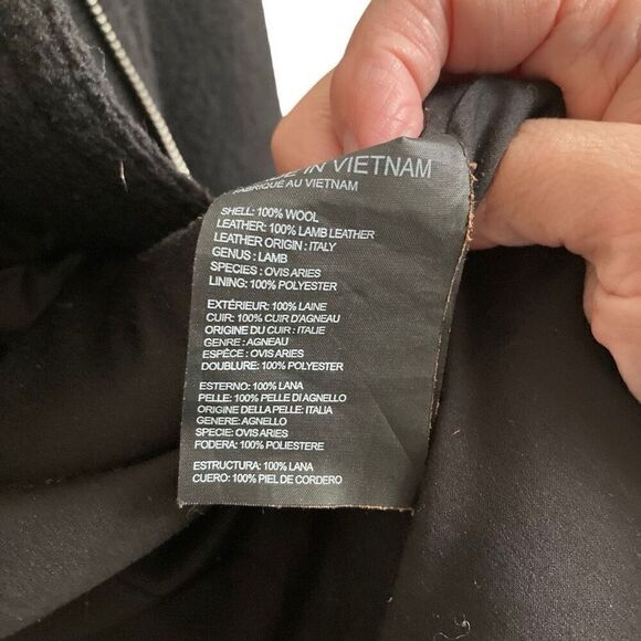 Club Monaco Reeta Italian Wool Leather Moto long jacket women’s S biker trench c - Picture 11 of 12